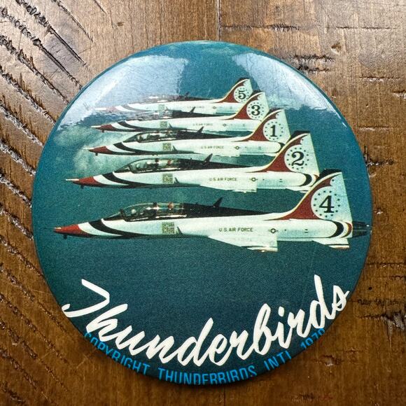 Vintage Air Force Thunderbirds 1979 Military Collectible Pinback Button 3" - Picture 1 of 3